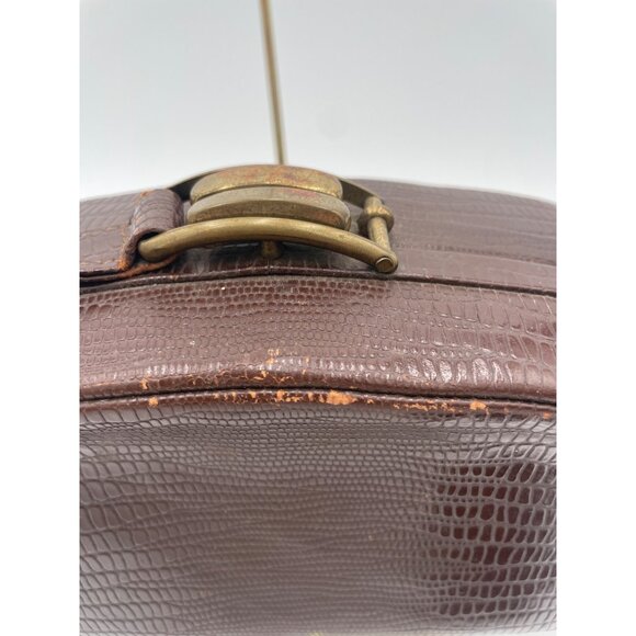 Brown Faux Leather Handbag by AMERICAN MODES Gold Clasp & Matching Coin Purse - Picture 4 of 14